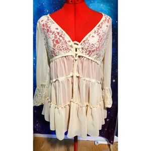 A'Reve Modcloth Victorian Lace Button Top